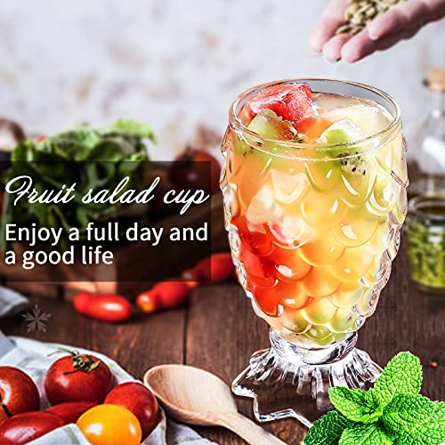 Juice Glasses Set of 6 Beverages Glass Cups 7 oz.Unique TiKi Glasses,Heavy Base Pineapple Cups,Creative Drinking Glasses for Home and Bar,Used for Juice,Water,Milk,Iced tea,Cocktails.Dishwasher safe.