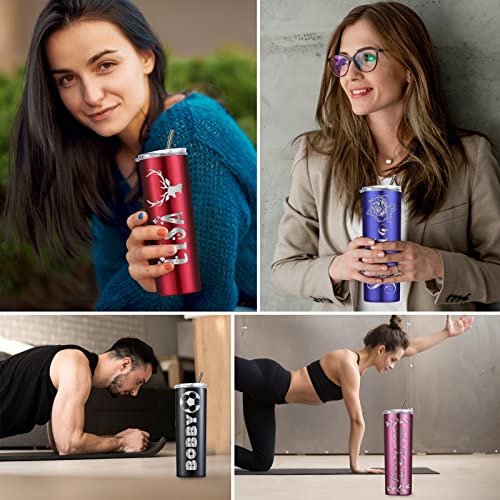 Personalised Tumbler with Straw Lid Custom Coffee Cup with Name Logo Personalised Insulated Tumblers for Hot Cold Drinks Birthday Christmas Valentine's Gifts for Women Her Him (Stainless Steel, 20oz)
