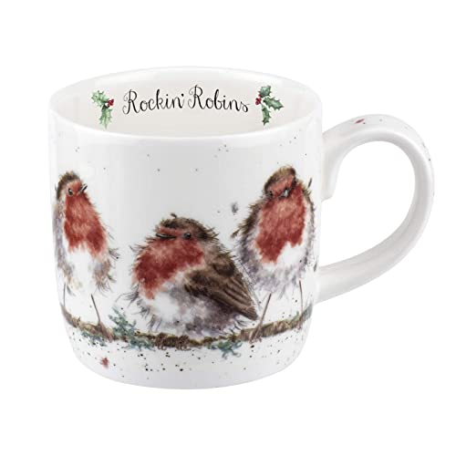 Portmeirion Wrendale Designs 'Rockin Robins' 0.3L Bone China Christmas Mug