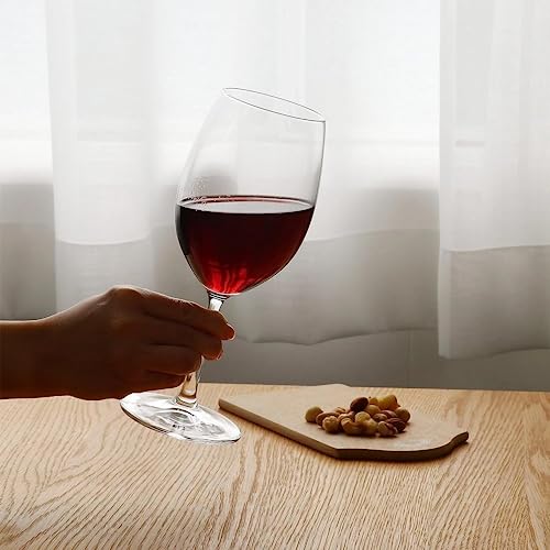 home stuff Crystal Wine Glasses – Hand Blown Red & White Wine Glasses – Set of 6 Long Stem Wine Glasses, Premium Crystal – Wedding, Anniversary, Christmas, Clear (60cl)