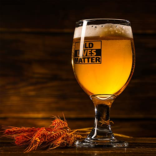 eBoot Old Lives Matter Grandad Beer Glass Gift Father's Day Gift for Him 14 oz Funny Whiskey Glass Beer Glassware Birthday Retirement Christmas Old Men Dad Grandpa Whiskey Lovers