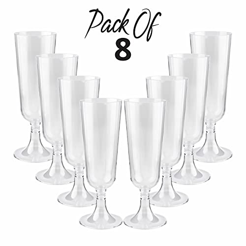 LORD C Champagne Flutes Plastic Clear Design Multi Use Glassware Reusable Modern and Elegant Gift Set for Men Women Indoor Outdoor Wedding Anniversary Christmas Wine Birthday Garden Party 200ml (8)