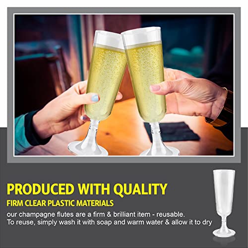 LORD C Champagne Flutes Plastic Clear Design Multi Use Glassware Reusable Modern and Elegant Gift Set for Men Women Indoor Outdoor Wedding Anniversary Christmas Wine Birthday Garden Party 200ml (8)