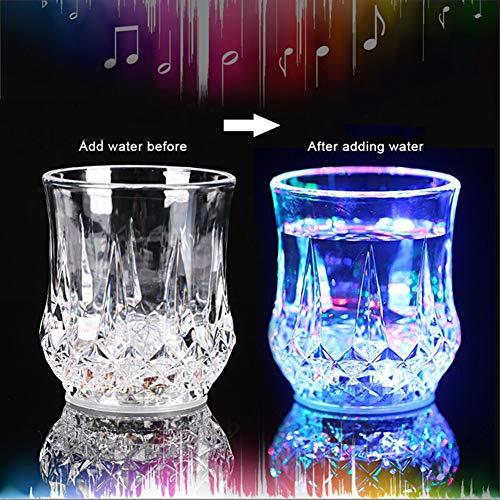 4pcs Flash Light Up Cups Glasses LED Automatic Water Liquid Activated Led Wine Glasses Party Luminous Cup Glowing Wine Glasses Disco Night Clubbing Bar Whisky Mug Beer Cup for Christmas Hen Party Cups