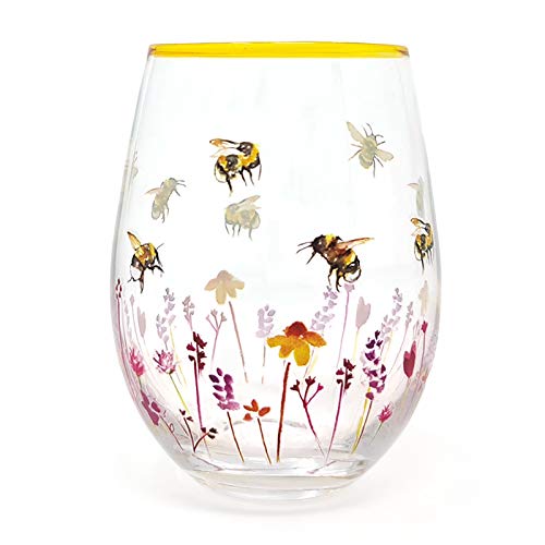 Busy Bees Stemless Gin Cocktail Glass Tumbler