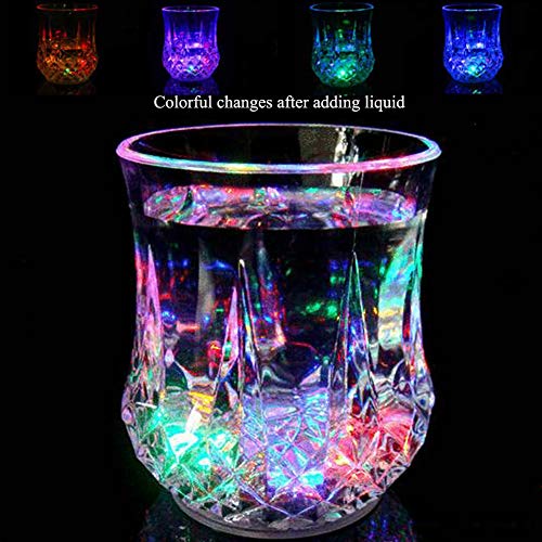 4pcs Flash Light Up Cups Glasses LED Automatic Water Liquid Activated Led Wine Glasses Party Luminous Cup Glowing Wine Glasses Disco Night Clubbing Bar Whisky Mug Beer Cup for Christmas Hen Party Cups