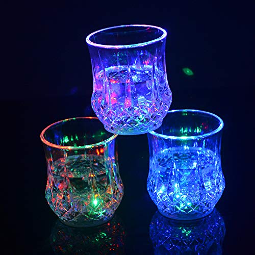 4pcs Flash Light Up Cups Glasses LED Automatic Water Liquid Activated Led Wine Glasses Party Luminous Cup Glowing Wine Glasses Disco Night Clubbing Bar Whisky Mug Beer Cup for Christmas Hen Party Cups