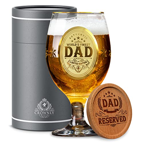 Kies®Gift Gold Father's Day Gifts for Dad Birthday Gifts Beer Glasses Daddy Birthday Gifts Christmas Gifts Dad Gifts from Daughter Dad Presents Gifts from Son Mens Birthday Gifts Personalised Glass