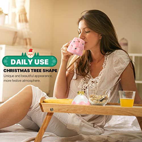 UYOTBKEUB Christmas Coffee Mug with Lid, Festival Cute Xmas Mugs Lovely Ceramic Tea Cups for Parents, Children, Sweetie and Friends