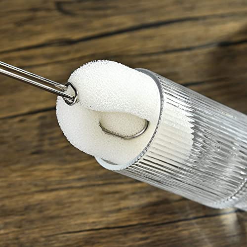 ALINK Ribbed Drinking Glasses with Glass Straws 4pcs Set, Vintage Iced Coffee Cups Glassware, Origami Style Ridged Glass Tumbler for Coocktail, Whiskey, Beer, Water - 2 Cleaning Brush