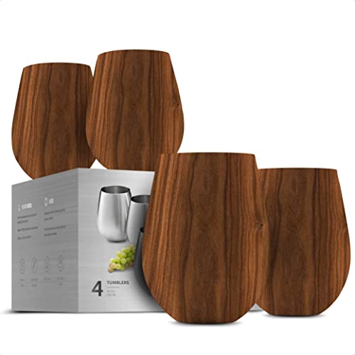 Premium Stainless Steel Wine Glasses Set of 4-532 ml. Exquisite Large Red Wine Tumblers - Shatterproof and Unbreakable Wine Glasses, Perfect Wine Cups for Home, Outdoors, Picnic & Christmas Gifting