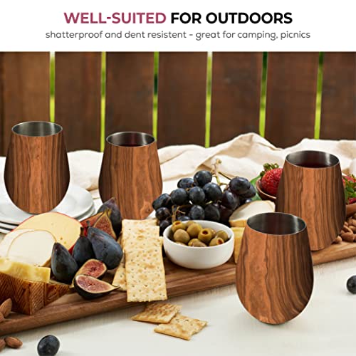 Premium Stainless Steel Wine Glasses Set of 4-532 ml. Exquisite Large Red Wine Tumblers - Shatterproof and Unbreakable Wine Glasses, Perfect Wine Cups for Home, Outdoors, Picnic & Christmas Gifting