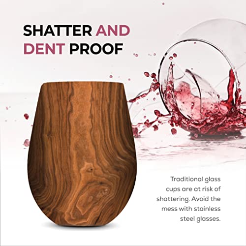 Premium Stainless Steel Wine Glasses Set of 4-532 ml. Exquisite Large Red Wine Tumblers - Shatterproof and Unbreakable Wine Glasses, Perfect Wine Cups for Home, Outdoors, Picnic & Christmas Gifting