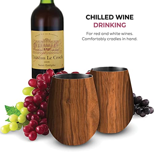 Premium Stainless Steel Wine Glasses Set of 4-532 ml. Exquisite Large Red Wine Tumblers - Shatterproof and Unbreakable Wine Glasses, Perfect Wine Cups for Home, Outdoors, Picnic & Christmas Gifting