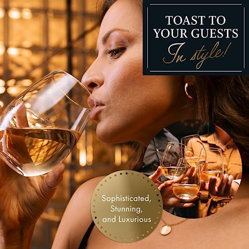 Stemless Wine Glasses - Hand Blown, Red White Wine Glasses Set of 4 - Premium Crystal Stemless Wine Glasses - Wine Tasting, Wedding, Anniversary, Christmas, Party - 18 oz, Clear