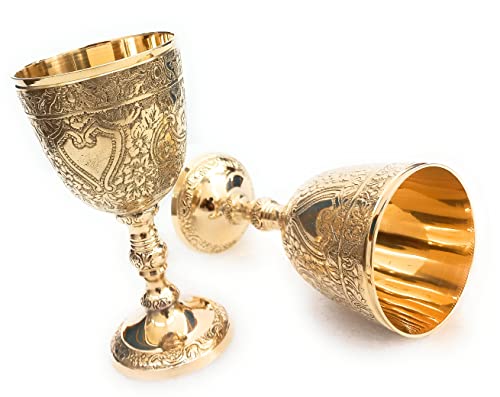 ALADEAN Vintage Chalice Goblet | 1pc Royal Wine Cups of King Arthur - Renaissance Medieval Gifts for Communion, Christmas Pack of 1pc (Roman Chalice)