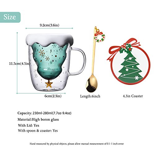 Binoster Cute Mugs Christmas Coffee Mug, Tea Cup, Milk Cup Glasses Double Wall Insulated Glasses Espresso Cup for Women,Men,Kid, Office and Personal
