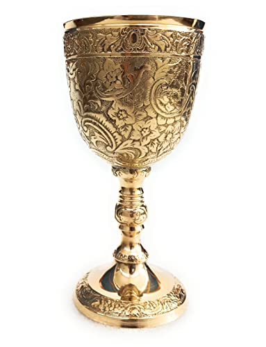 ALADEAN Vintage Chalice Goblet | 1pc Royal Wine Cups of King Arthur - Renaissance Medieval Gifts for Communion, Christmas Pack of 1pc (Roman Chalice)
