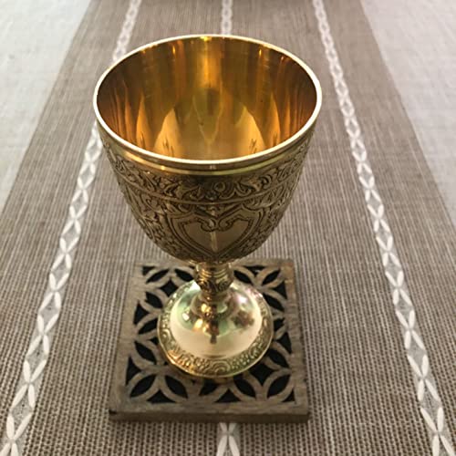 ALADEAN Vintage Chalice Goblet | 1pc Royal Wine Cups of King Arthur - Renaissance Medieval Gifts for Communion, Christmas Pack of 1pc (Roman Chalice)