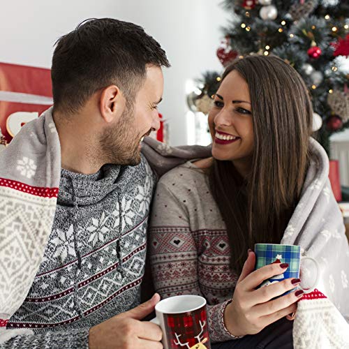 THE TWIDDLERS - 4 Christmas Mugs Different Festive Designs for Xmas Party Gift Set Secret Santa Present - 340 ml