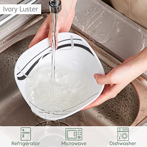 VEWEET 'Fionaglas' 24-Piece Dinner Set Kitchen Dinnerware Set, Opal Glassware Combination Sets Tableware Set of Dinner Plate, Soup Plate, Dessert Plate, Bowls, Service for 6