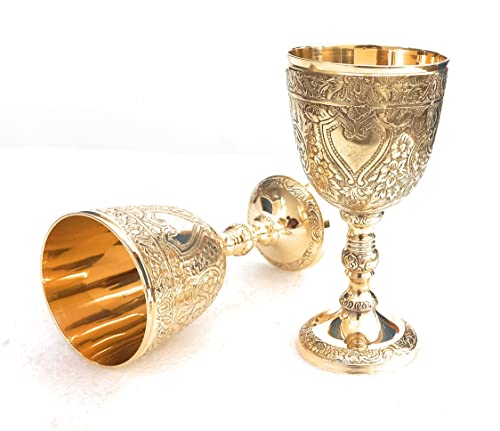 ALADEAN Vintage Chalice Goblet | 1pc Royal Wine Cups of King Arthur - Renaissance Medieval Gifts for Communion, Christmas Pack of 1pc (Roman Chalice)