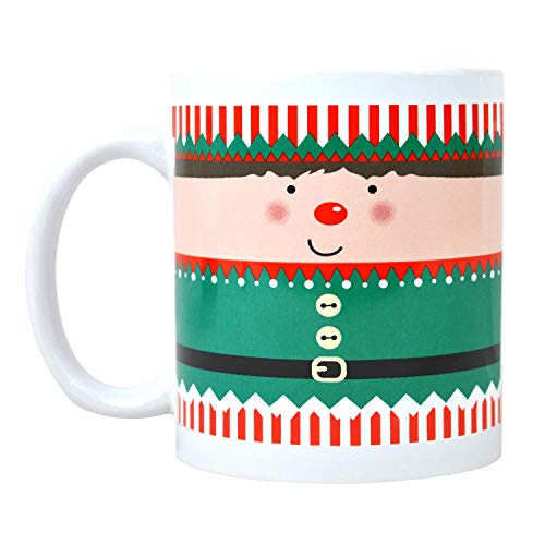 YöL 4 Coffee Mugs Tea Cups Christmas Santa Elf Novelty Set Funny Festive Porcelain
