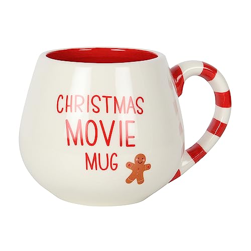 Something Different Christmas Movie Boxed Mug - Rounded Mug with Candy Cane Striped Handle and Gingerbread Man Design