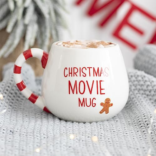 Something Different Christmas Movie Boxed Mug - Rounded Mug with Candy Cane Striped Handle and Gingerbread Man Design