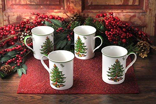 Spode Christmas Tree Set of 4 Mugs, 12 oz