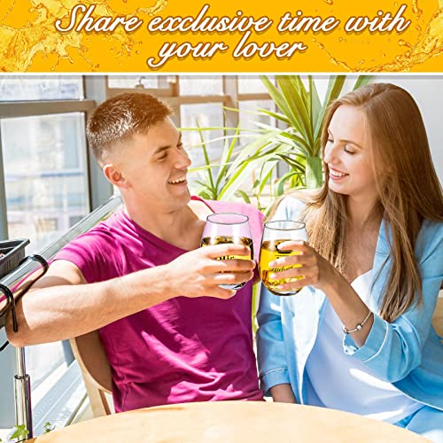 His Lordship and Her Ladyship Gin Glass Set Wedding Gifts to Bride and Groom Anniversary Gin Glasses Set of 2 Cocktail Short Glasses Stemless Wine Glass Gifts to Couple Women Date Party, 16 oz