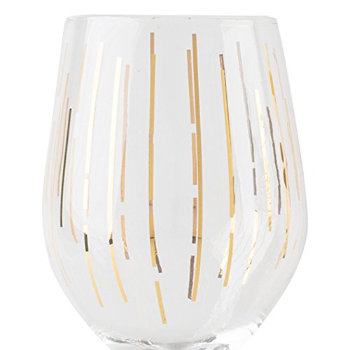 Mikasa 5140631 'Cheers' Etched Crystal White Wine Glasses, 400 ml – Gold Effect (Set of 4)