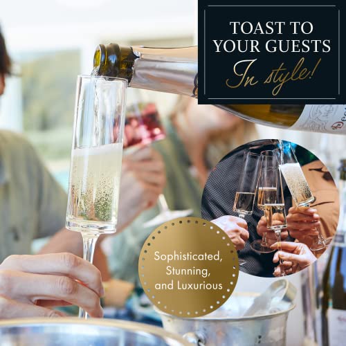 ELIXIR GLASSWARE Champagne Flutes, Edge Champagne Glass Set of 4 - Modern & Elegant for Women, Men, Wedding, Anniversary, Christmas, Birthday - 6oz, Premium Crystal