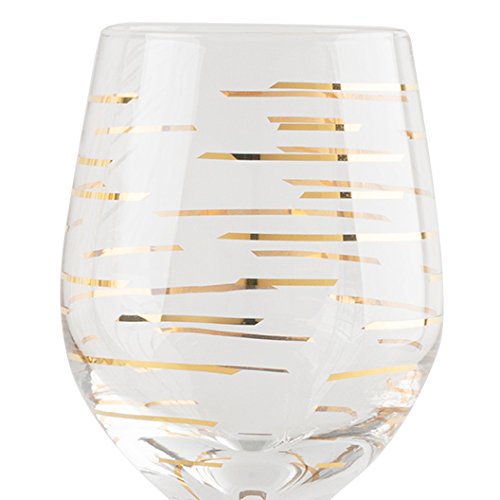 Mikasa 5140631 'Cheers' Etched Crystal White Wine Glasses, 400 ml – Gold Effect (Set of 4)