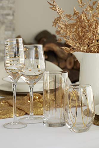 Mikasa 5140631 'Cheers' Etched Crystal White Wine Glasses, 400 ml – Gold Effect (Set of 4)