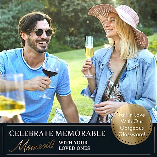 ELIXIR GLASSWARE Classy Champagne Flutes - Hand Blown Crystal Champagne Glasses - Set of 4 Elegant Flutes, 100% Lead Free Premium Crystal - Gift for Wedding, Anniversary, Christmas - 8oz, Clear