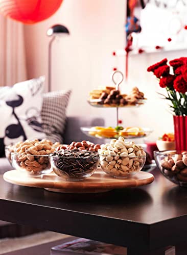 Glow Lazy Susan Wooden Turntable – Elegant 35cm Wood Serving Tray Revolves 360Deg – Rotating Board Plate Dish Table Centrepiece Serve Cakes Cheese Snacks Home Dining Xmas Birthday Party