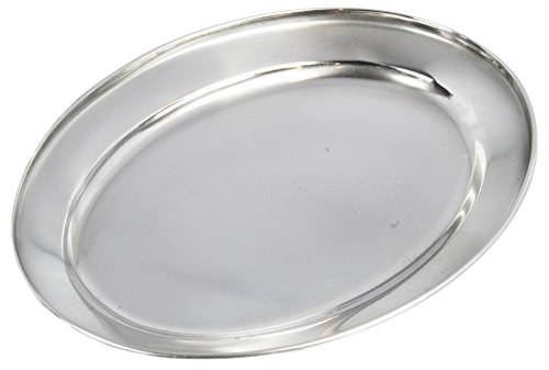 Buckingham Stainless Steel Heavy Gauge Oval Tray Plate/Meat Platter/Serving Dish 25cm, Silver, 25 x 12 x 2 cm