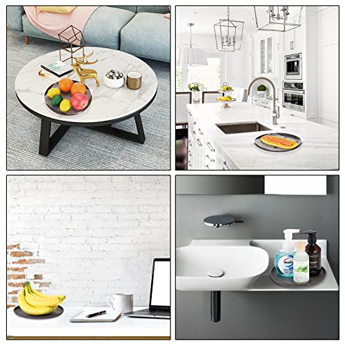 BSTKEY Set of 3 Industrial Farmhouse Style Metal Iron Serving Tray, Decorative Round Table Tray Tin Glitzhome Galvanized Storage Plate, 3 Sizes Diameter 25CM+20CM+16CM