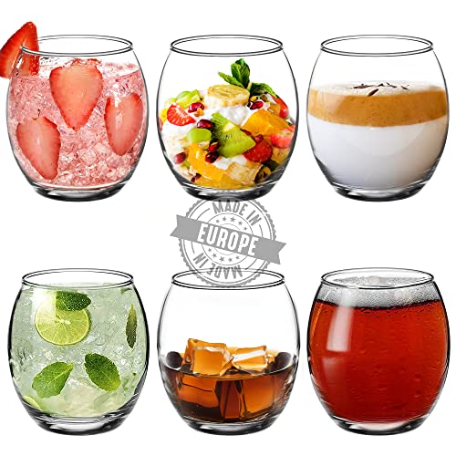 CRYSTALIA Premium Quality Never Spill Tumblers Glass Set of 6 405ml 100% LEAD FREE Whiskey Glass Drinking Glass Short Tumblers, Water Glasses Wine Glasses Juice Glass Whiskey Tumblers Dessert Glasses