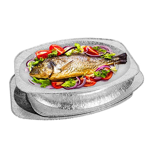 YAYODS 40 Pack Foil Trays, Large Disposable Serving Platters for Party Food, 34 x24cm Silver Foil Serving Platters for Party Wedding Catering, Disposable Aluminium Tray