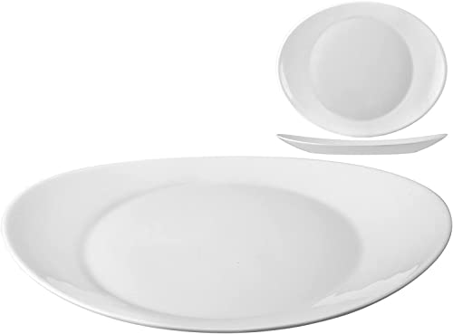BORMIOLI Rocco ‘Prometeo’ Serving Platters/Steak Plates (Set of 4) – Stylish Oval Shape/Strong Tempered Opal Glass – Microwave & Dishwasher-Safe – Luxury Italian Tableware