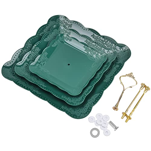 HQdeal Cake Stand Reusable Cupcake Stand Afternoon Tea Cake Stands 3 Tier Serving Platters Dessert Stand Cakes Fruit Candy Sweet Display Tower Party Food Server for Birthday Weding Party