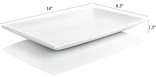 Yesland 3 Pack Porcelain Serving Platters Rectangle Serving Plate Dishwasher Ceramic Plates for Buffets Dessert Appetizers, 35.5 x 21.5 x 3.8 cm