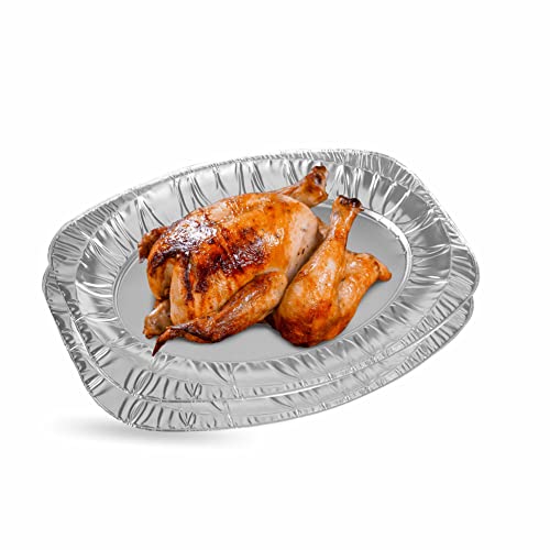 Serving Platters for Parties Serving Platter Appetizer Oval Foil Plates Aluminium Disposable Reusable Food Trays Silver Catering Dishes Wedding Birthday Party Sandwich Dessert Dish 2pc (350mmx237mm)