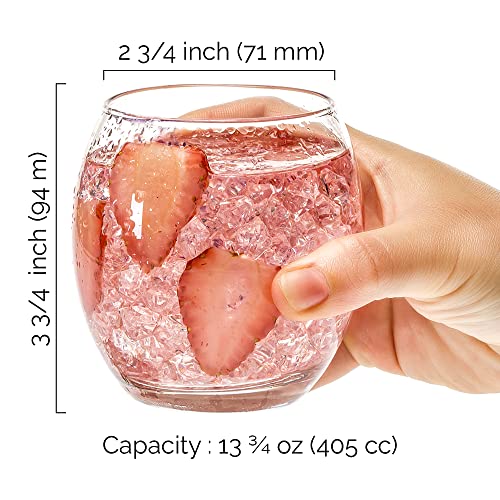 CRYSTALIA Premium Quality Never Spill Tumblers Glass Set of 6 405ml 100% LEAD FREE Whiskey Glass Drinking Glass Short Tumblers, Water Glasses Wine Glasses Juice Glass Whiskey Tumblers Dessert Glasses