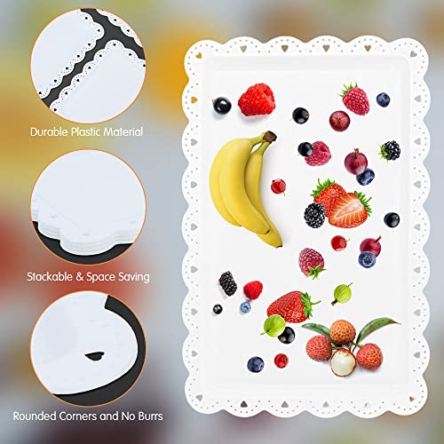 CAEEKER Serving Trays for Food, 8 PCS Fast Food Trays Fruit Tray Rectangular Plastic Trays Serving Platter Food Party Tray for Serving Fruit Dessert Snacks Drinks Tea Coffee, 14 x 9 Inch (White)