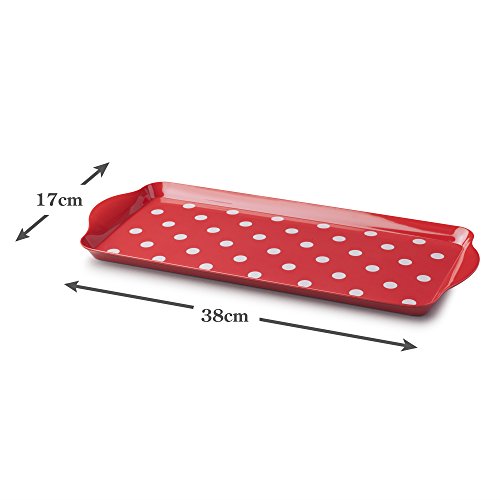 Zeal G202R Melamine Dotty Serving Design Tray (38x17cm) Red