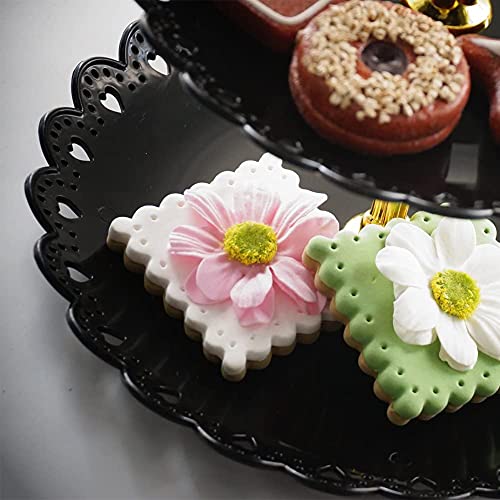 Tincogo 3-tier Plastic Cake Stand-Dessert Stand-Cupcake Stand-Tea Party Serving Platter Black Gold