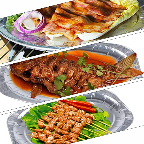 Serving Platters for Parties Serving Platter Appetizer Oval Foil Plates Aluminium Disposable Reusable Food Trays Silver Catering Dishes Wedding Birthday Party Sandwich Dessert Dish 2pc (350mmx237mm)